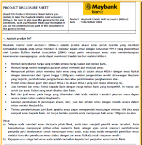 Syarat 1 pelaburan emas Maybank Islamik (MIGA-i)