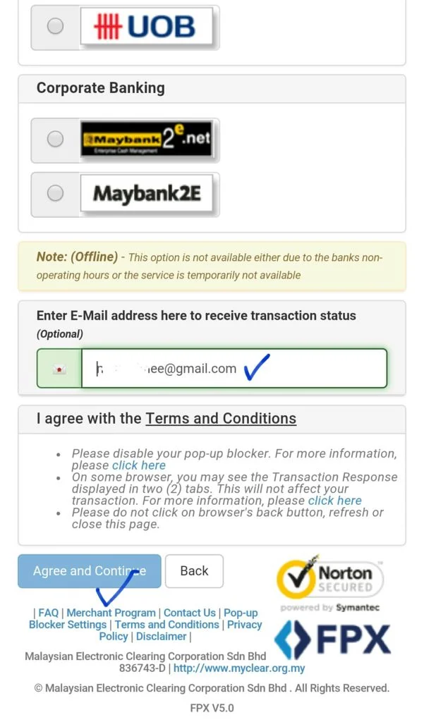 Selesai bayaran atau tempahan boleh tekan Submit