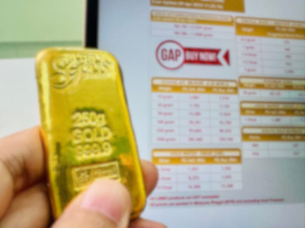 Pelaburan emas 999 Public Gold 250g dan Akaun GAP.