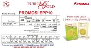 Easy Payment Plan (EPP) 10 - 5 dinar Public Gold.