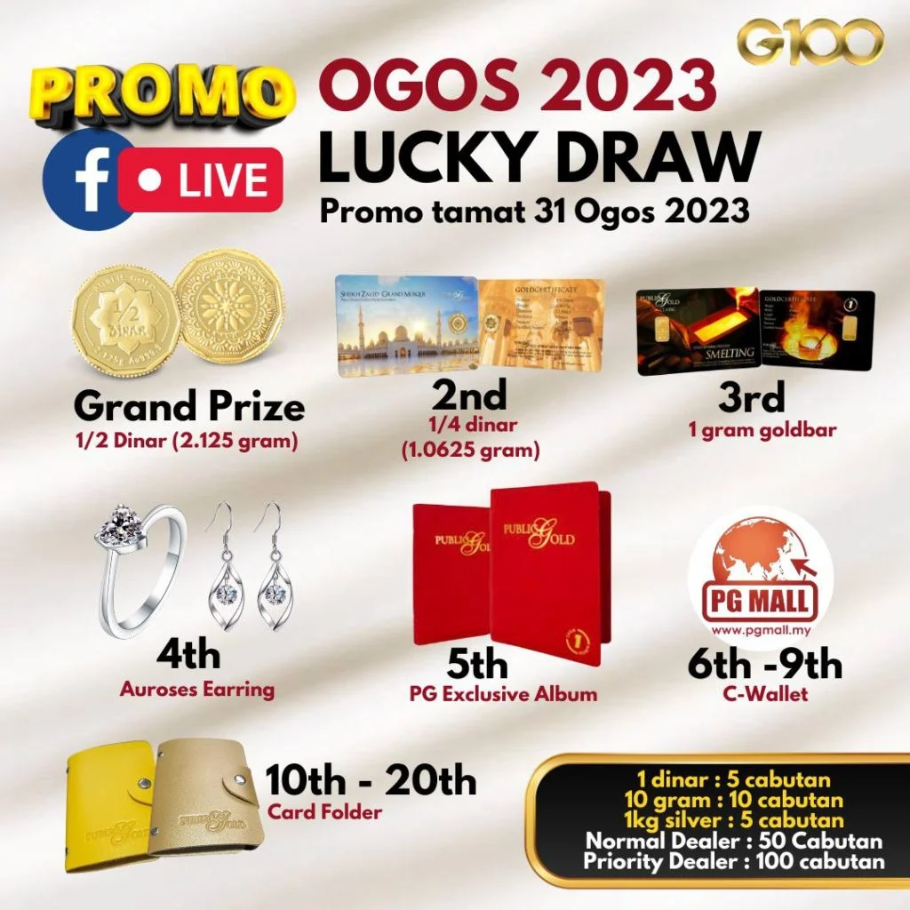 Hadiah cabutan bertuah promosi beli emas Public Gold Merdeka 31 Ogos 2023