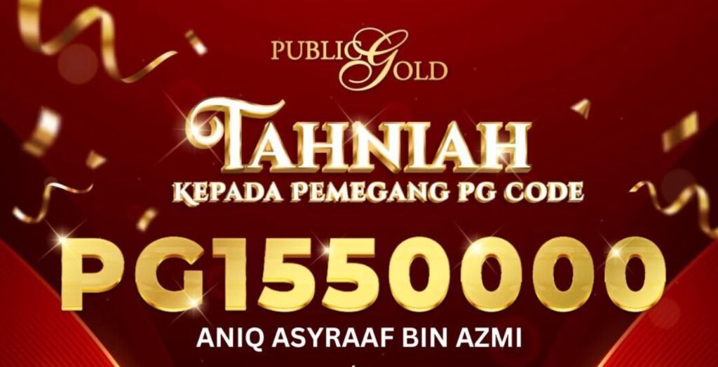 Pemegang PG Code PG1550000 ialah keahlian berdaftar Public Gold ke 1,550,000!