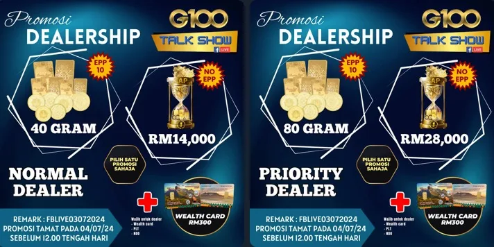 Promosi Dealer G100 Public Gold Julai 2024.